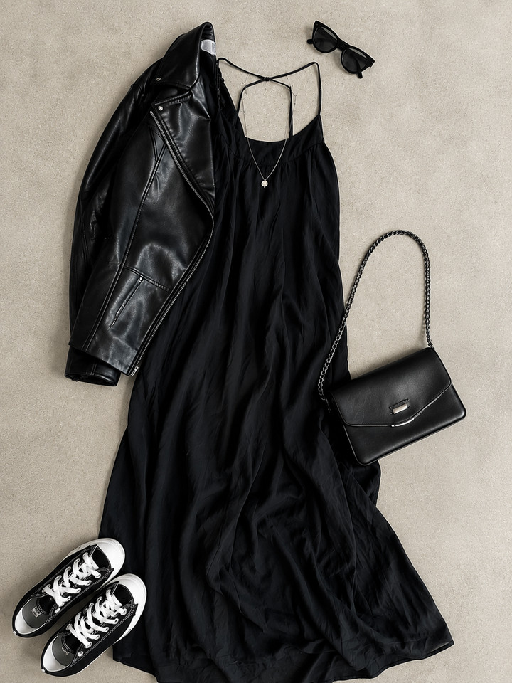 Staple the Label Black Flowy Slip Dress Maxi Camisole Dress SIZE 12