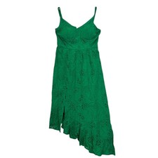 GUESS Kelly Green Eyelet Midi Dress Women’s  8 Asymmetrical Summer Sundress NWT