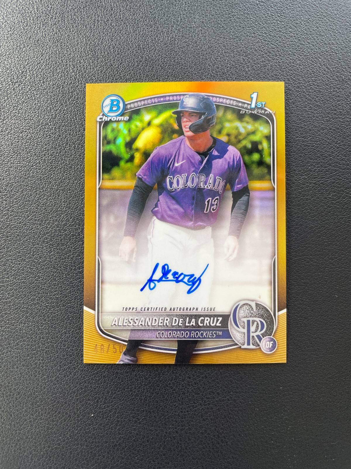 2025 Bowman Chrome #CPA-AD Alessander De La Cruz 1st Prospect Auto Gold 48/50