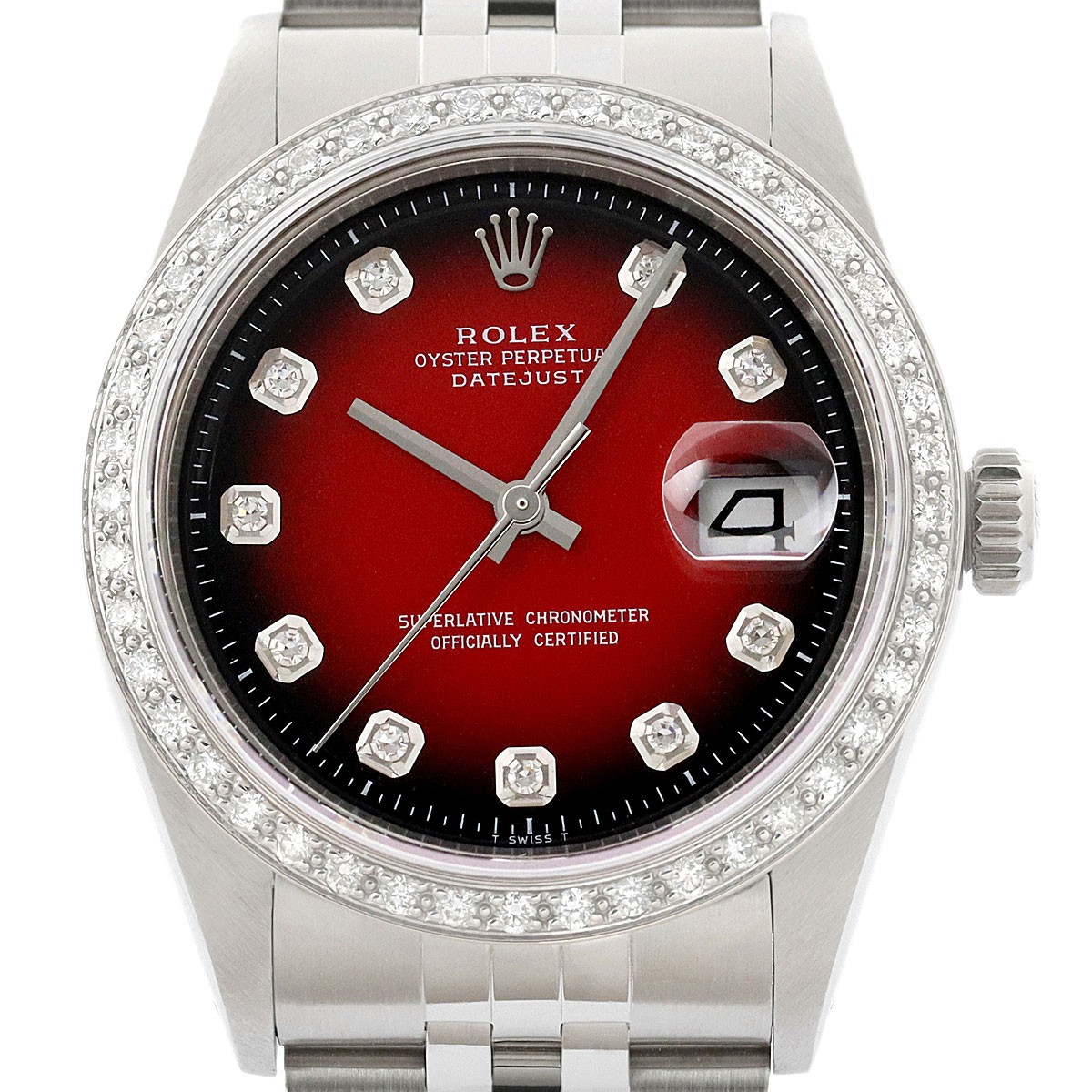 Rolex Datejust Red Vignette Diamond 18K