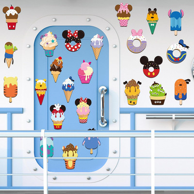 24Pcs Summer Ice Cream Mouse Cruise Door Magnets Cute Style Cruises Entrance