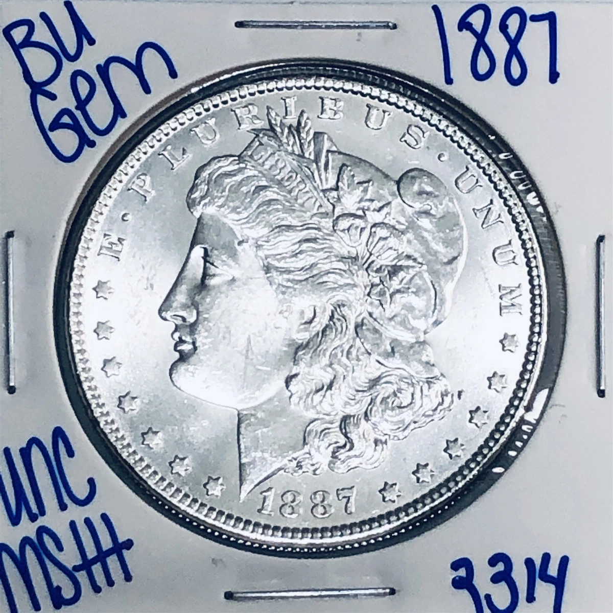 Bu / Unc 1887 モルガン銀貨 90% 銀 - 100% 本物 U.S. Mint Silver