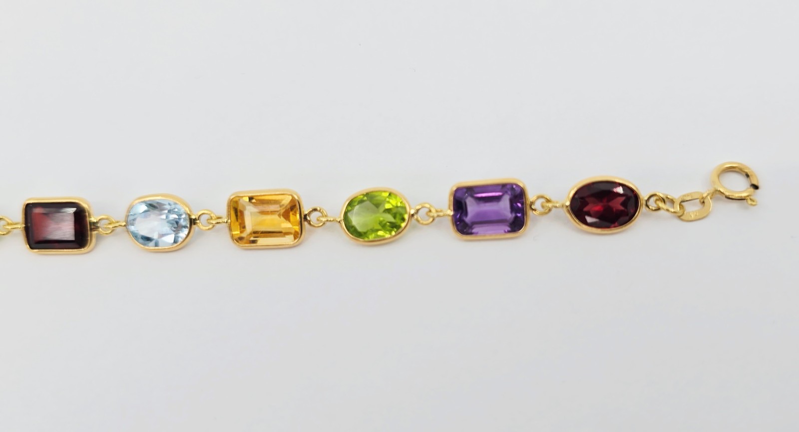 Unique 18K Solid Yellow Gold Multi Colored Gemsto… - image 6