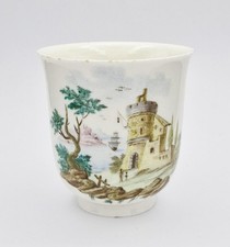 BELLISSIMA TAZZA/BICCHIERE PORCELLANA ITALIANA CAPODIMONTE SETTECENTESCO c1750 PAESAGGIO