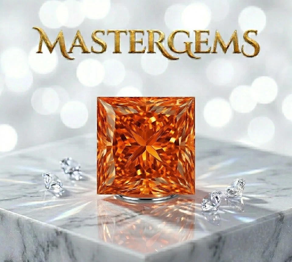 5 Ct Princess Cut Orange Lab Grown Diamond