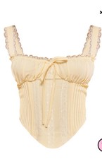 Pretty Little Thing Yellow Peasant Corset Tank Cosplay Cottagecore 10 Petite