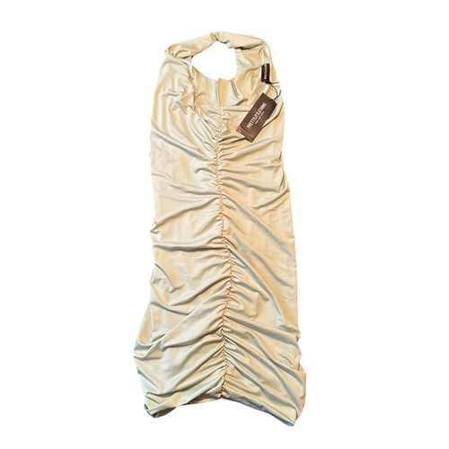 PrettyLittleThing Sage Green One Shoulder Ruched Bodycon Midi Dress CMW1171 UK 8