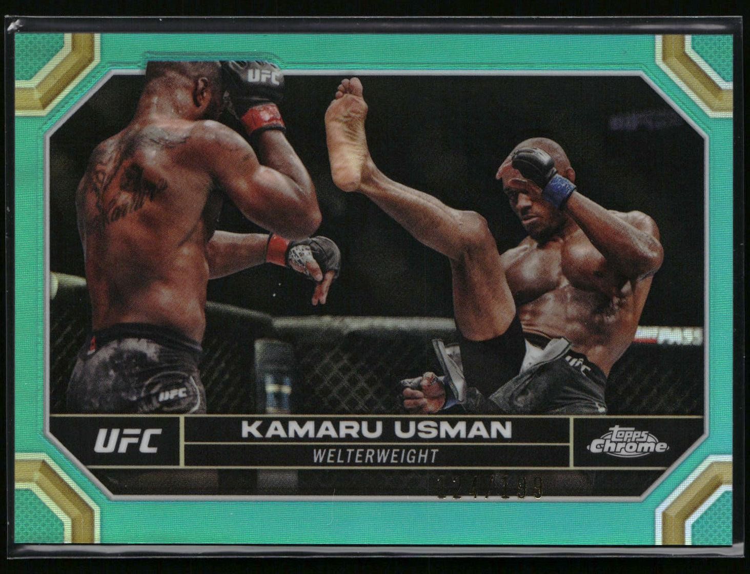 2024 Topps Chrome UFC #108 Kamaru Usman Aqua Refractor #/199