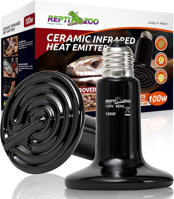 100W Ceramic Heat Emitter Bulbs 2-Pack for Reptile Terrarium Tank E26