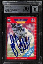 Eric Allen Signed 1989 Pro Set #533 Eagles Rookie (RC) Card Beckett Auto 10