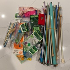Lot of Knitting Needles, Gauges, Crochet Hooks, Stitch Markers, Yarn Needles
