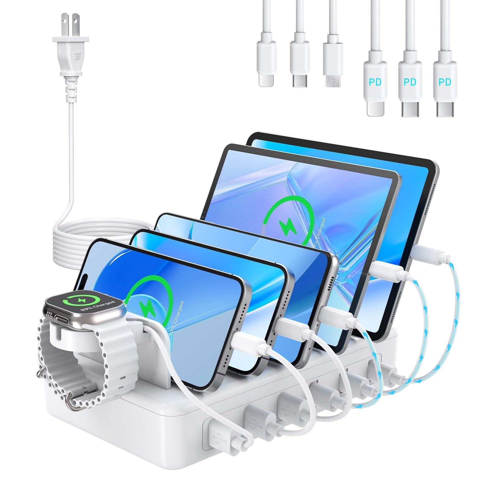 96W 6-Port USB C Charging Station for Fast Multi-Device Power-image