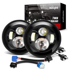Nilight 2PCS 7 Inch Round Cree Headlight High Low Beam for Wrangler JK TJ CJ ...