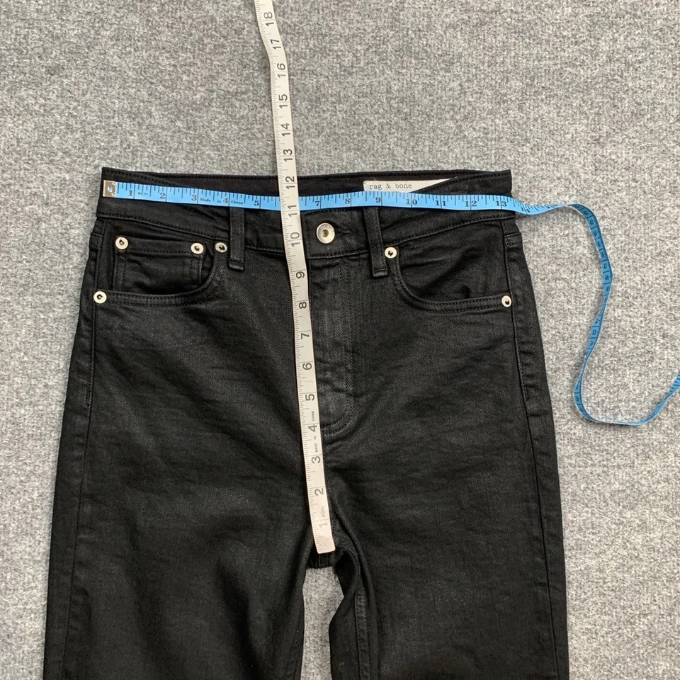 Rag & Bone Jeans Womens 26 Black Denim Nina High Rise Skinny Coated Ankle ZipFly - Image 4 of 4