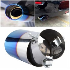 Universal Exhaust Pipe Trim Tip Throat Tail Muffler Stainless Steel Chrome Blue
