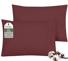 100 Organic Cotton Percale Pillowcases Set of 2 - King Size Percale Pillowca...