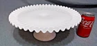 VINTAGE LARGE FENTON MILK GLASS PEDISTAL SERVING STAND HOBNAIL PIE CRUST 13" USA