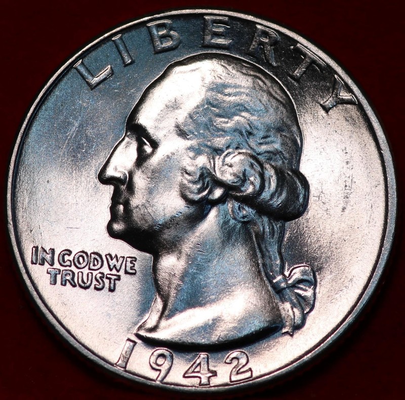 Uncirculated 1942 Philadelphia Mint Silver Washington Quarter