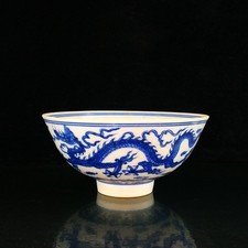 Chinese Blue&white Porcelain Hand Painted Exquisite Dragon Pattern Bowls 21300