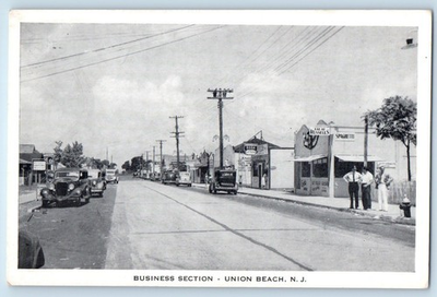 #ad c1930#x27;s Business Section Soda Eat At Russells Cars Union Beach NJ Postcard $39.95