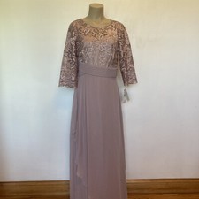 New 209. Alex Evenings size 8 rose pink long gown dress mother of bride