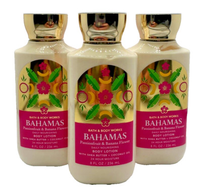 NEW Bath & Body Works Lot 3 Bahamas Passionfruit Banana Flower Lotion 8 oz