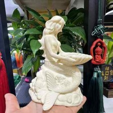 1pc Natural Genuine Tagua Nut Hand Carved Mermaid Skull Reiki Healing Gift