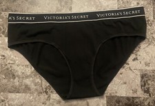 NWOT VICTORIA'S SECRET LARGE BLACK THICK LOGO WAISTBAND HIPHUGGER PANTIES