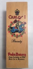 Carlos I Brandy Wooden Box Pedro Domecq Spain 12 1/4