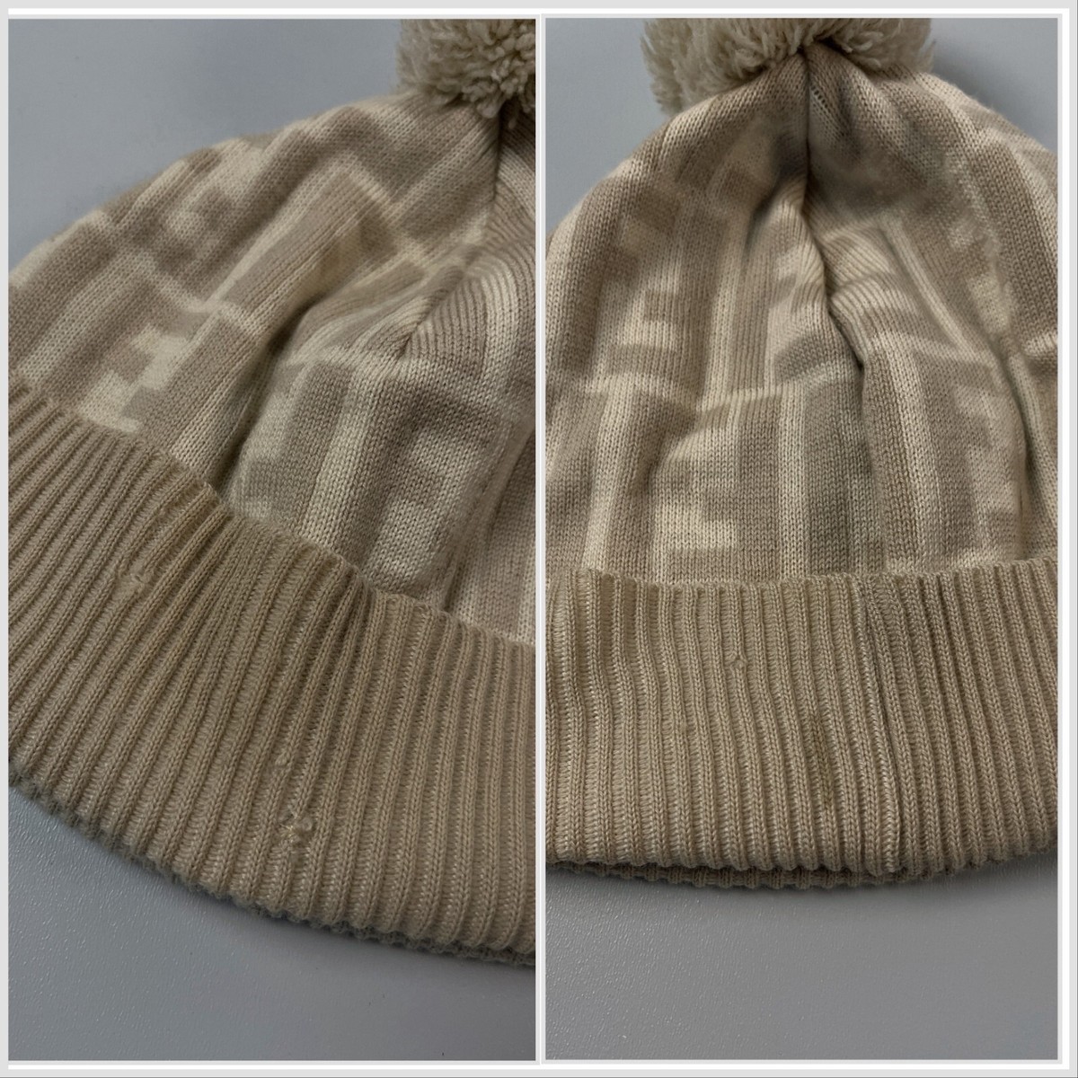Fendi Zucca Beige Monogram FF Logo Wool and Silk Vintage Hat Fendi // Brown Zucca Monogram Scarf Hat – VSP Consignment main image 3