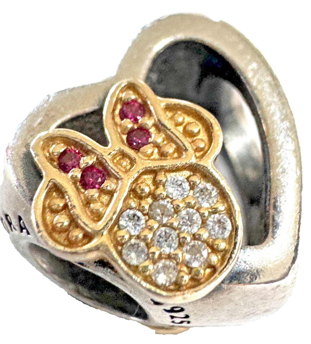 Pandora Disney ミッキー ミニー チャーム Pandora Silver & 14k Gold Disney Mickey Minnie Mouse Love Icons