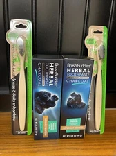 Brush Buddies Activated Charcoal Toothp (2) & Bamboo Toothbrush (2)