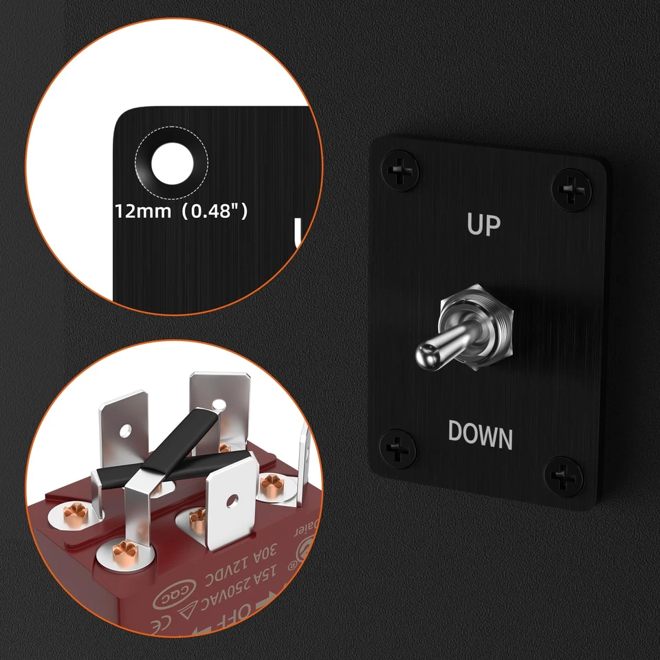 Reverse Polarity Toggle Switch 12V 30A DPDT Momentary ON-Off-ON Toggle Switch... - Image 4 of 4