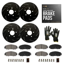 Front & Rear Drilled Slotted Rotors + Pads for 2015-2019 2020 2021 Subaru WRX