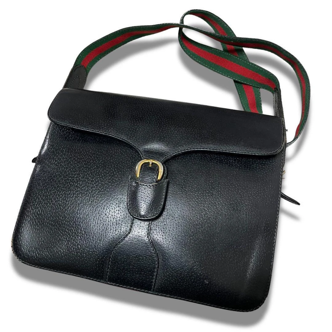 Gucci vintage best sale black leather bag