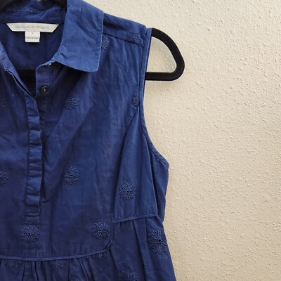 Diane von Furstenberg Navy Cotton Tiered Eyelet Size 6 Shirt Dress  Scalloped Hem | eBay