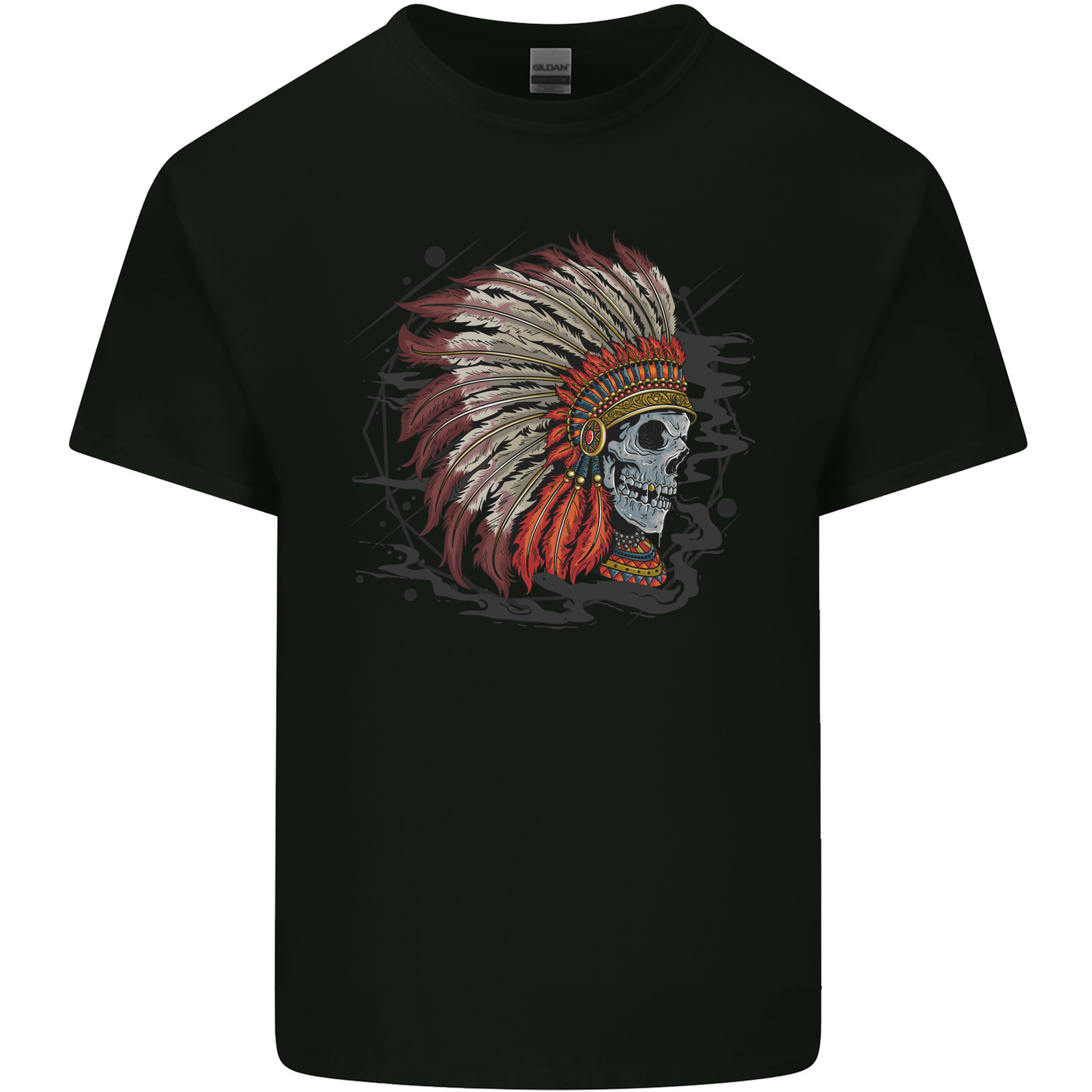 Camiseta De Algodón Para Hombre Con Diseño De Calavera Y Plumas Nativo Americano