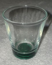 Vtg Clear Shot Glass with Green Glass Bottom Made In Taiwan