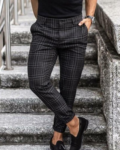 Men's Casual Trousers Loose And Thin Pantalones A Cuadros Elegante De Pitillo - Picture 16 of 16