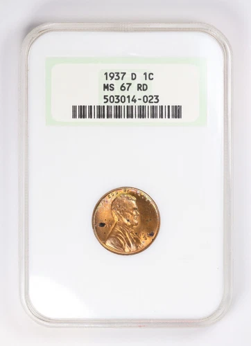 1937-D Lincoln Wheat Cent 1C NGC MS67 RD Fatty Holder