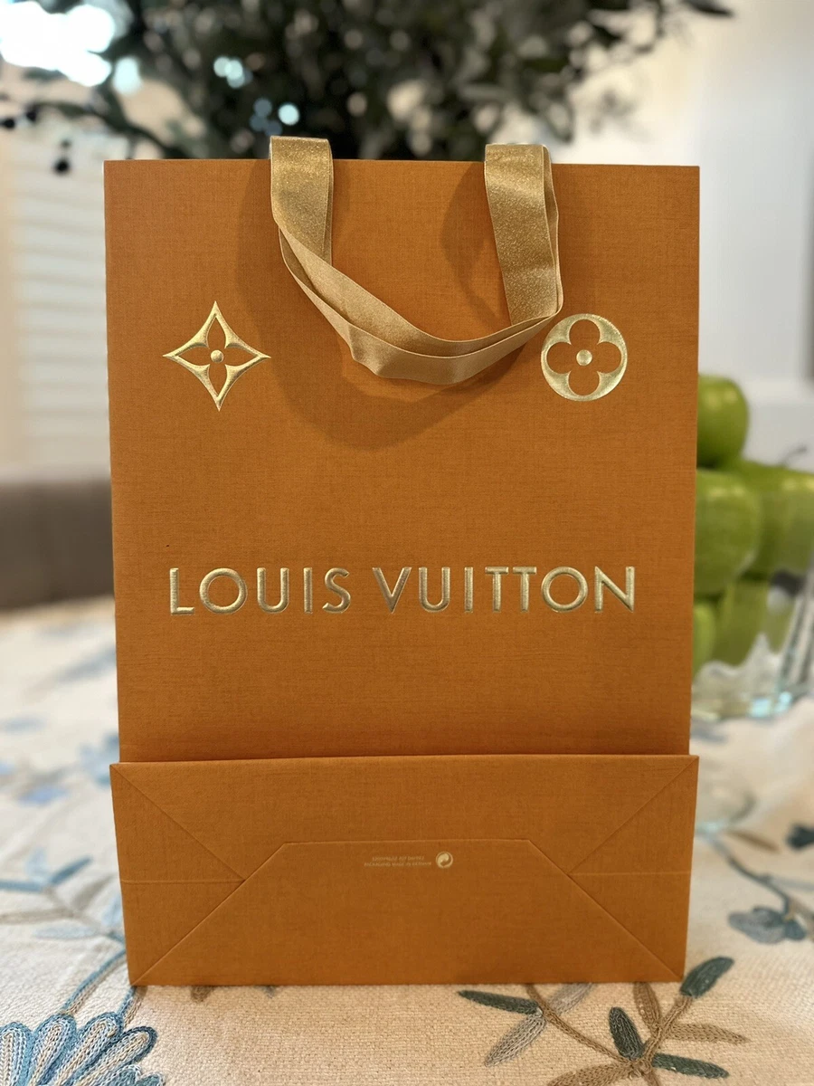 LOUIS VUITTON LV Shopping Bag Authentic Empty Paper Gift Bag  (14x10x4.5") GOLD