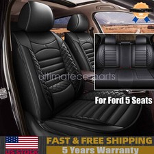Car 5-seat Covers For Ford Front Rear Full Pu Leather Cushion Breathable