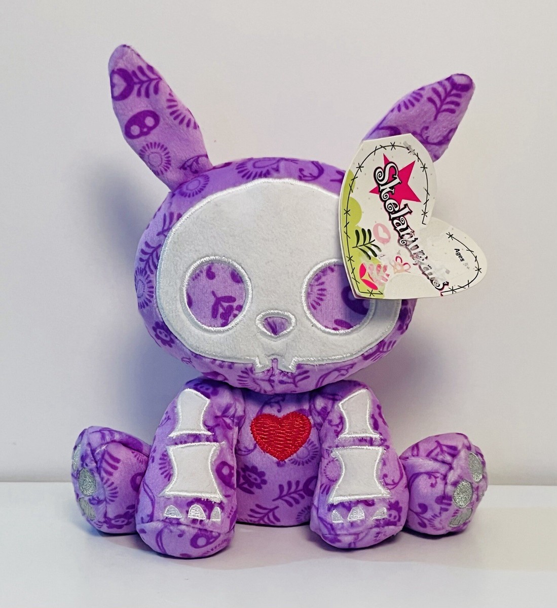 RARE Skelanimals JACK The RABBIT Purple Lavender Floral Pattern