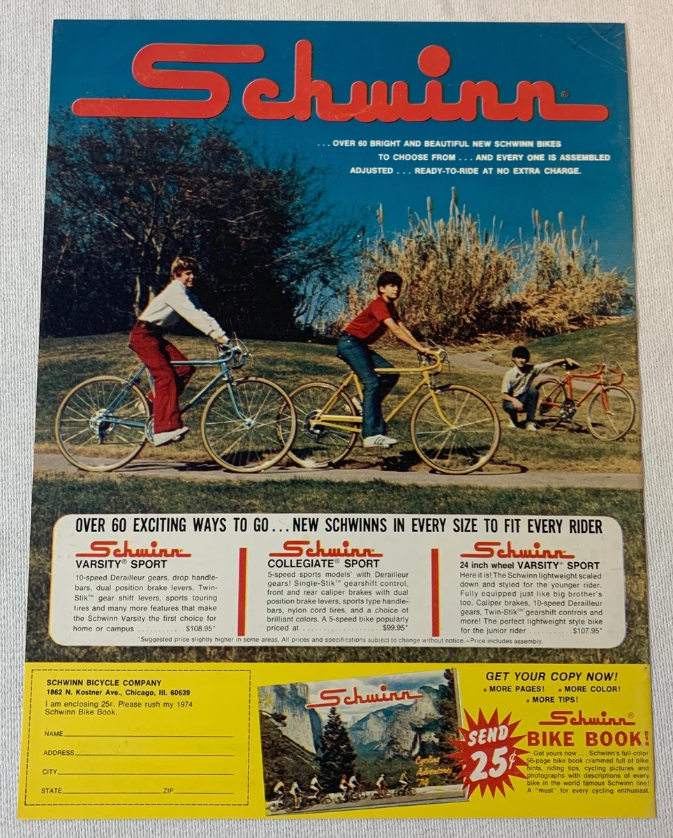 1974 schwinn collegiate sales