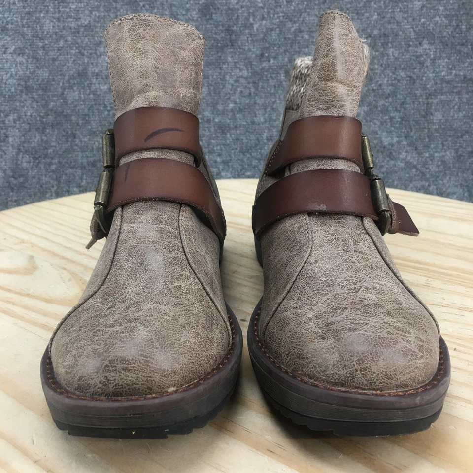 Blowfish Malibu Boots Womens 7 Correct Ankle Booties Taupe Round Toe Buckle - Image 4 of 4