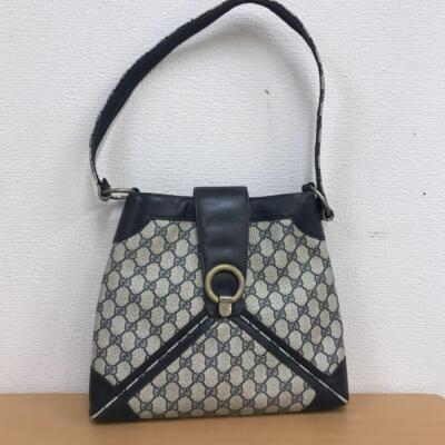 Old Gucci Shoulder Bag Sherry Line Navy Vintage Made In Italy 