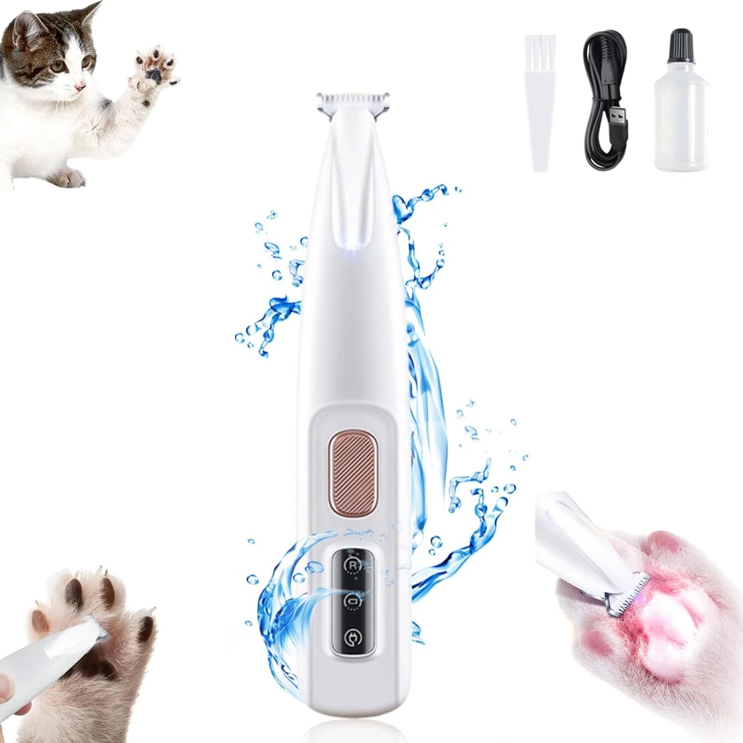 Multifunctional Pet Hair Clippers for Grooming with LED Light, Noise Waterproof