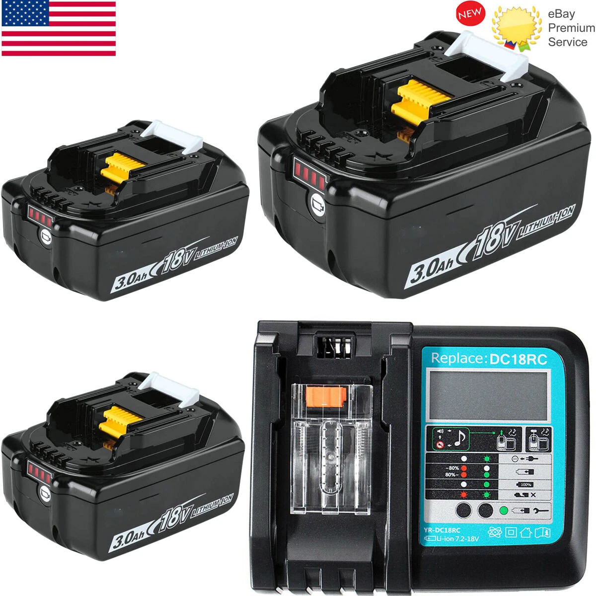 For Makita BL1830B BL1850B 18V LIION 3.0Ah BATTERY FOR LXT Dual