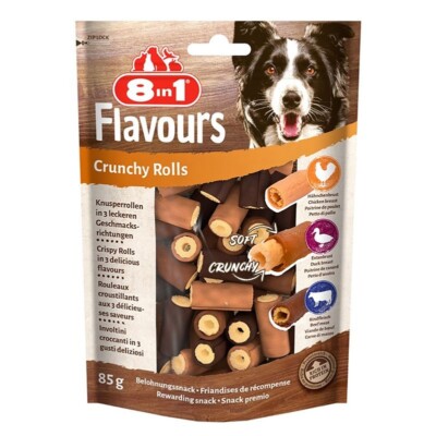 8in1 Flavours Crunchy Rolls 85g Hunde Knusperrollen 3 Geschmacksrichtungen Hund