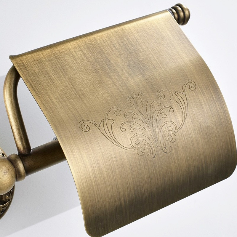 Waterproof Copper Toilet Paper Holder Tissue Roll Rack Wall Mount with Plate